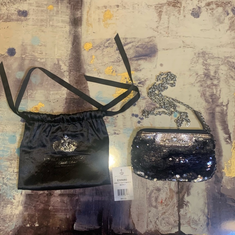 My Flat in London MFIL Pretty Witty & Wise Small Sequin Crossbody Chain Strap